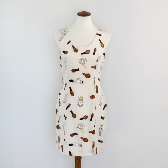 Misho Dresses & Skirts - CCO Timepiece Print Sleeveless Silk Sheath